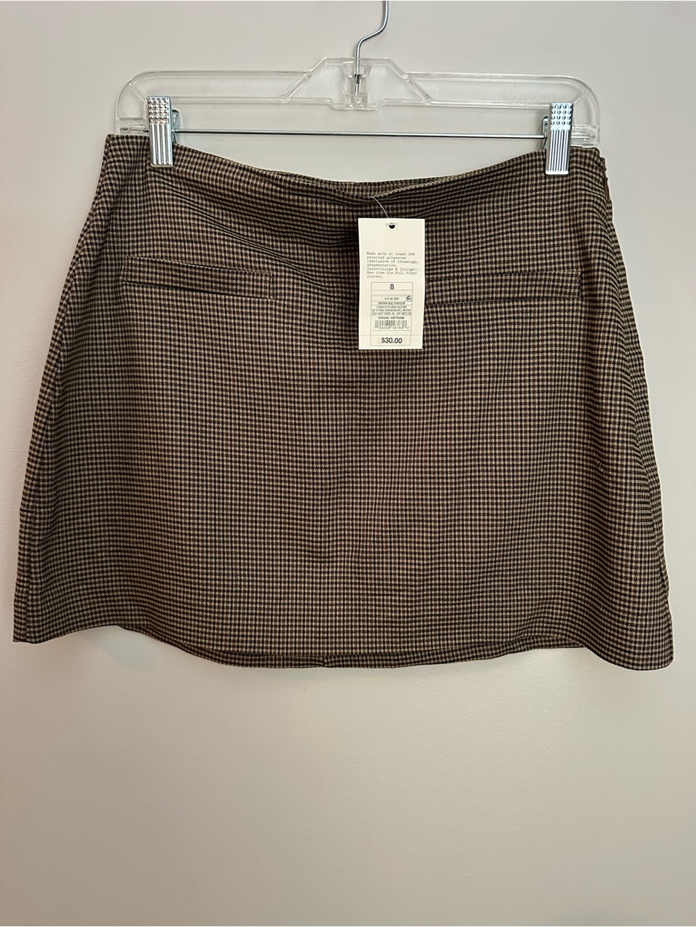 Universal Thread Houndstooth Mini Skirt Size 8 Brown Black NWT